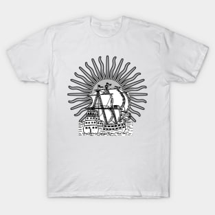 Caravel boat under the sun's rays T-Shirt